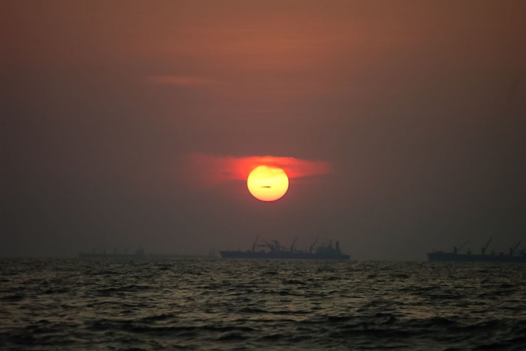 sunset, sea, Indian ocean, India, Goa, закат, море, индийский океан, Индия, Гоа